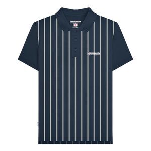 Lambretta Mens Pinstripe Polo Shirt / Navy/White
